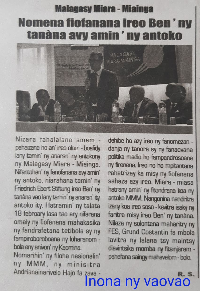 MMM : Nomena fiofanana ireo Ben'ny tanàna avy amin'ny antoko